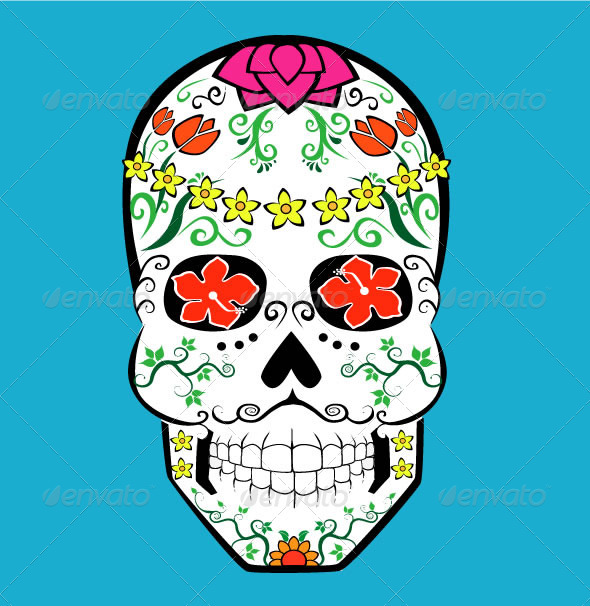 Flower Skull - Tattoos Vectors