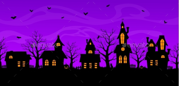 [DOWNLOAD]Halloween Town Landscape Night City Street Houses