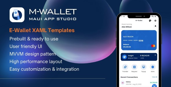 M-Wallet - Finance and Banking App Template for .NET MAUI