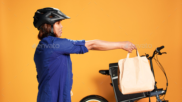 Delivery worker waiting customer
