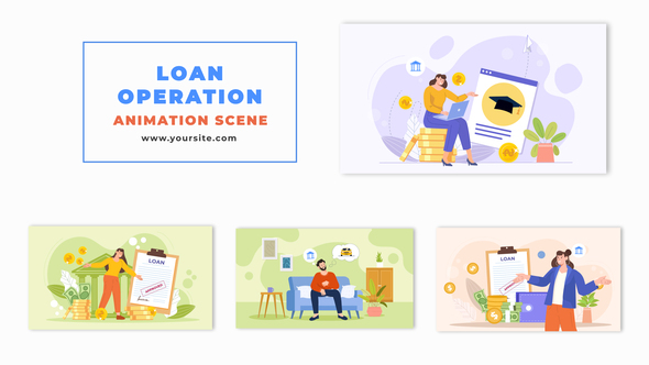 Loan Review and Approval Flat 2D Character Animation Scene