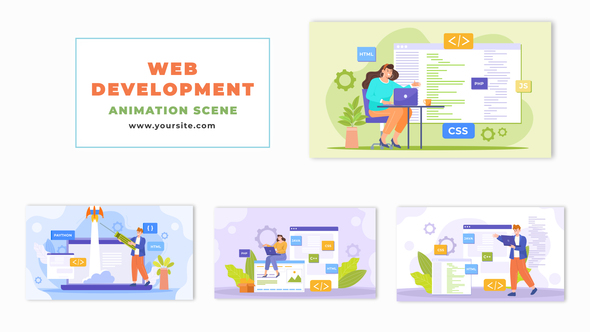 Vector Web Development Process Animation Scene