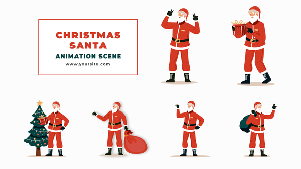 2D Flat Character Santa Claus Christmas Animation Scene