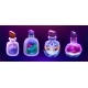 Cartoon Game Magic Potions in Glass Bottles with