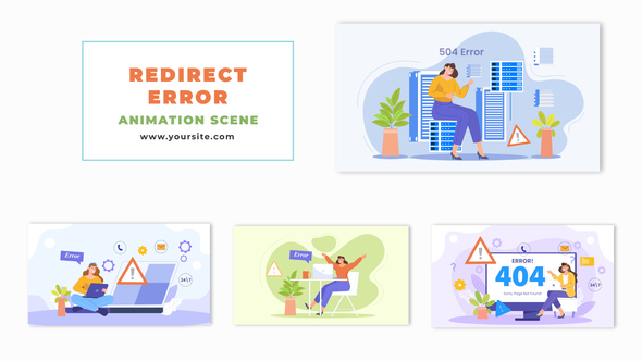 Error Page Redirection Flat Vector Animation