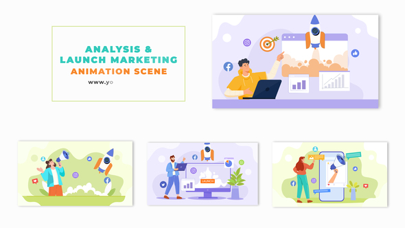 Startup Analysis and Launch Marketing Animation Scene