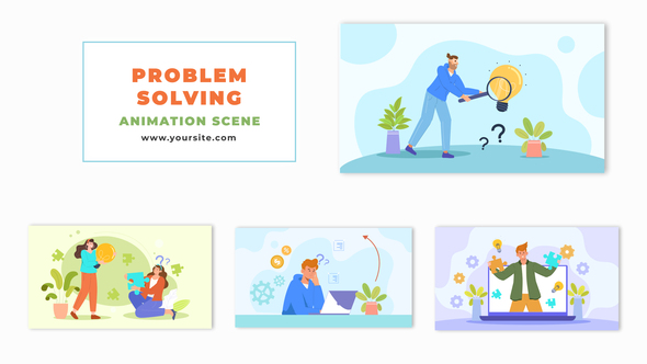 2D Cartoon Character Problem Solving Animation Scene