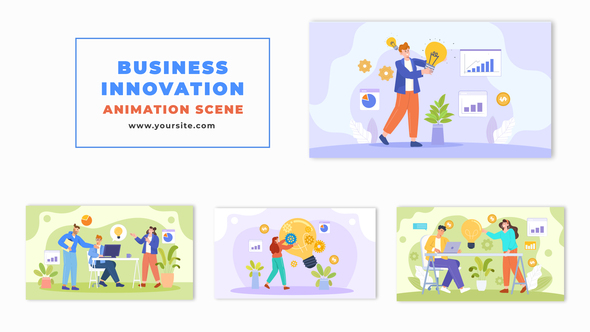 Flat Vector Business Innovative Progress Animation Scene