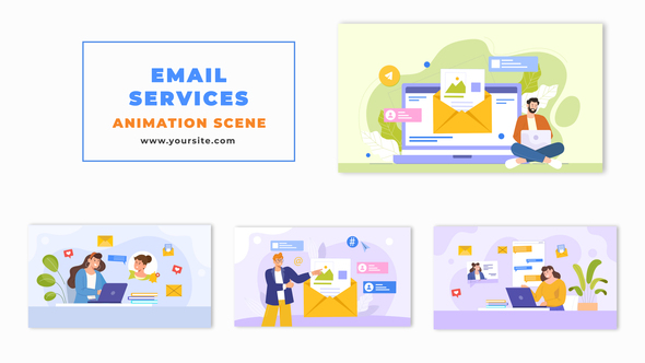 Flat Character Design Email Marketing Strategy Animation Scene