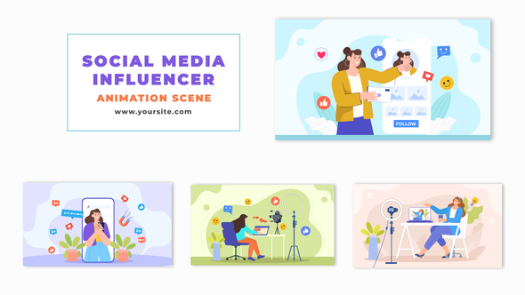 Social Media Influencer Vector Animation Scene
