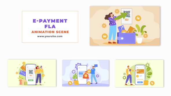 Flat Vector E-Payment Animation Scene