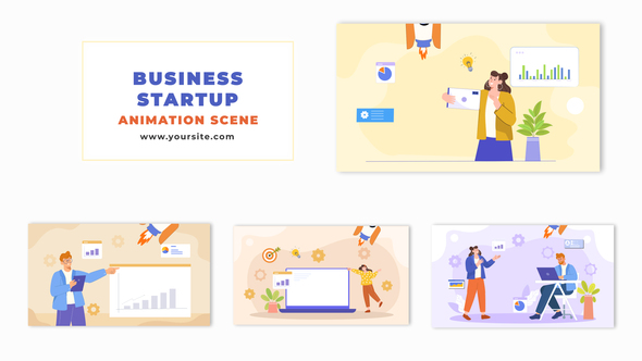 Business Startup Flat Vector Character Animation Scene