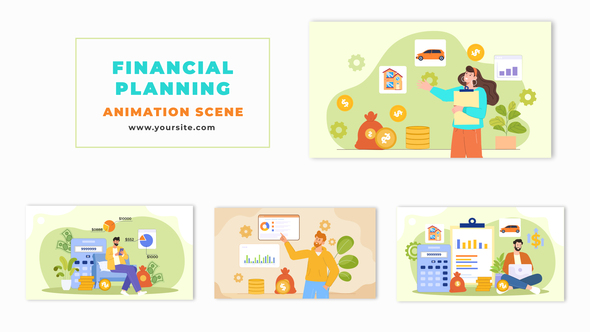 Flat Vector Design Character Financial Planning Animation Scene
