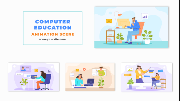 Vector Character Computer Learning Design Animation Scene