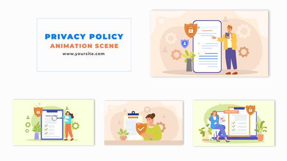 Privacy Policy Concept 2D Flat Cartoon Animation Scene