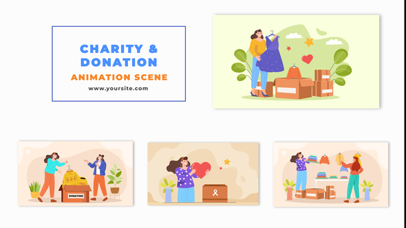 Charity and Donation Vector Animation Scene Template