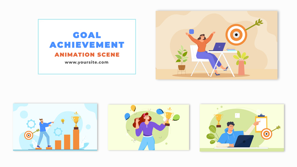 Goal Oriented Flat Design Character Animation Scene