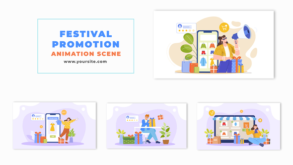 Festive Season Marketing Flat Vector Animation Scene