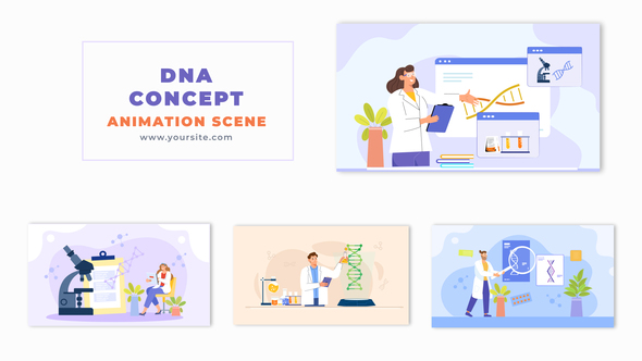 DNA Testing Process Flat Design Character Animation Scene