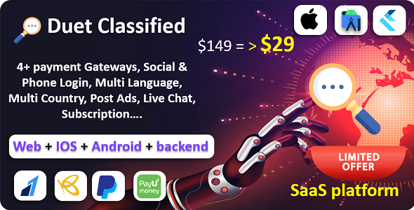 Duet Classified App | Classified App | Buy & Sell | Payment Gateway | Android & Web & iOS | SaaS