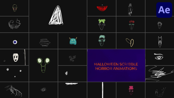 Halloween Scribble Horror Animations for After Effects