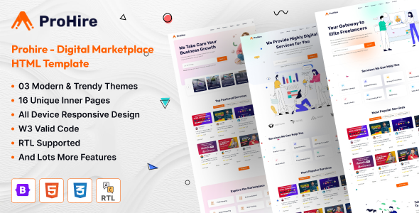 Prohire - Service Selling Freelancer Marketplace HTML Template