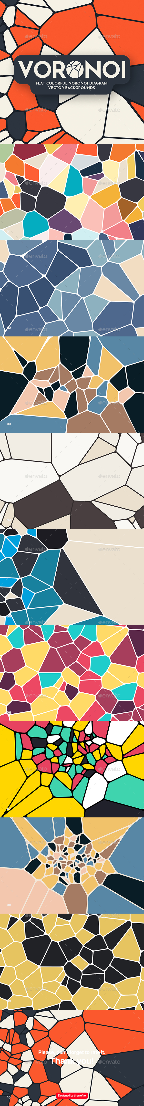 Abstract Colorful Voronoi Diagram Backgrounds