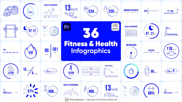 Fitness & Health Infographics For Premiere Pro