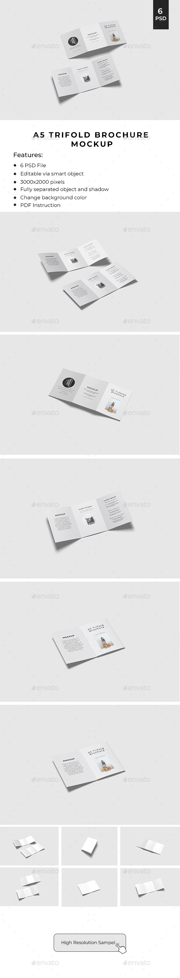 [DOWNLOAD]Tri-Fold A5 Brochure Mock-up