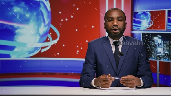 News presenter covering daily topics