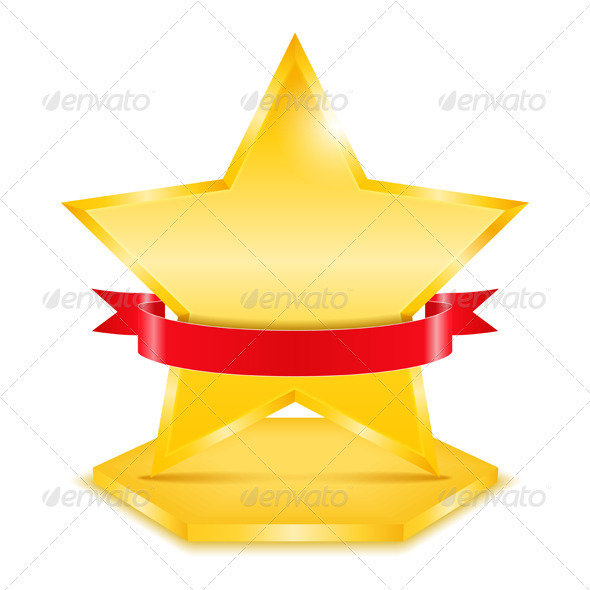 Golden Star with Ribbon - Web Elements Vectors