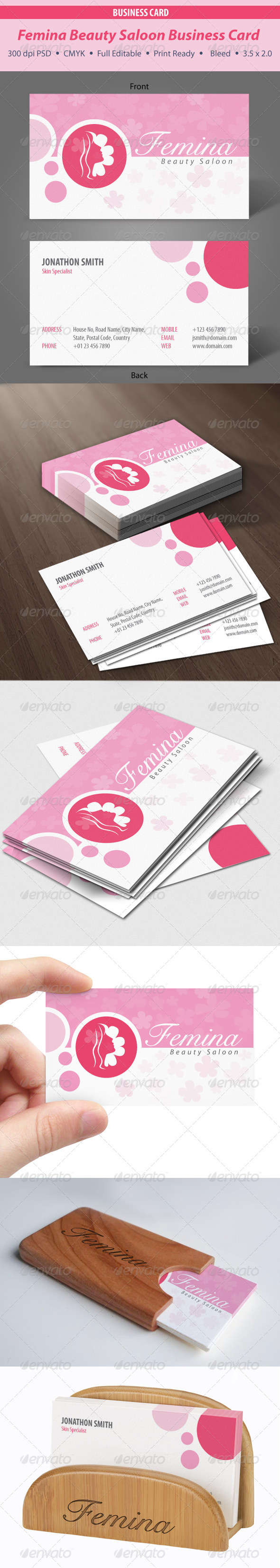 Femina Beauty Saloon Business Card - Industry Specific Business Cards