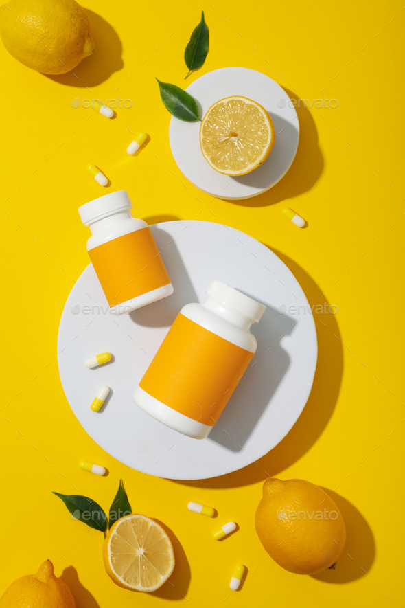 Vitamin C in a bottle in the form of tablets. Stock Photo by AtlasComposer