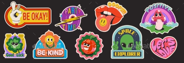 [DOWNLOAD]Retro Label or Sticker Badge Design with Funny