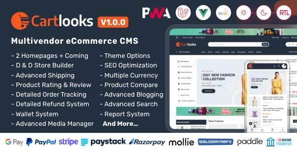 CartLooks  Laravel & VueJS Powered Multivendor Ecommerce CMS with PWA