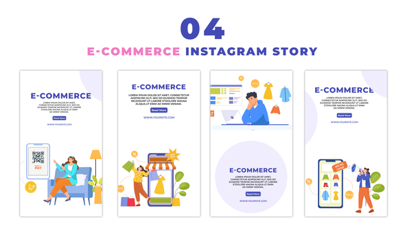 Online Shopping Scene Flat Vector Instagram Story