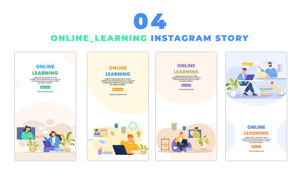 Vector Interactive Learning Scene Instagram Story
