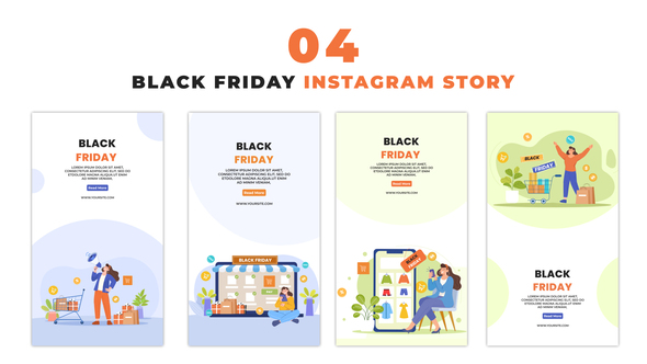 Black Friday Sale Marketing Flat Animated Character Instagram Story