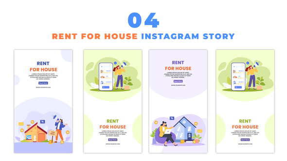 Flat Character Design House Rental Advertisements Instagram Story