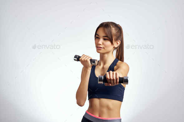 Athletic Woman Doing Triceps in the Block, Hand Exercises. the