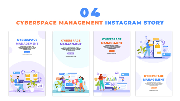 Cyberspace Management Concept Flat Animated Character Instagram Story