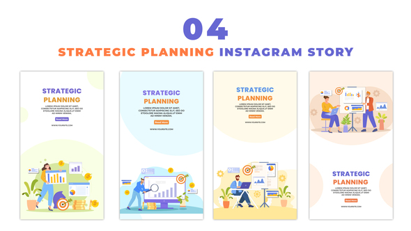 Vector 2D Character Corporate Strategic Planning Instagram Story