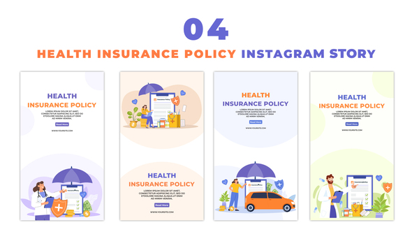 Flat Character Design Health Insurance Policy Instagram Story