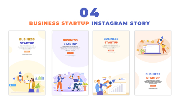 Business Startup Flat Vector Character Instagram Story