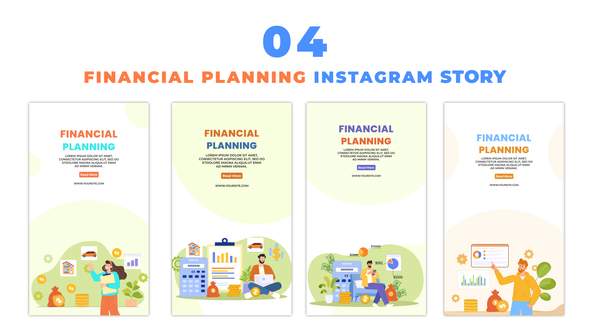 Vector Design Character Financial Planning Animated Instagram Story