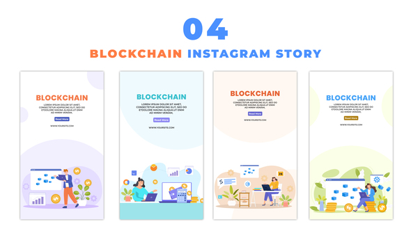 Blockchain Technology Flat Avtar Instagram Story
