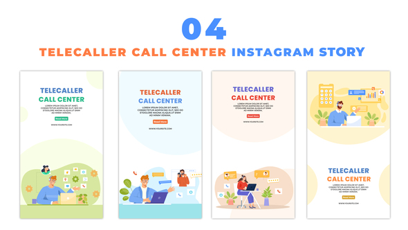 Animated 2D Flat Telecaller and Call Center Instagram Story