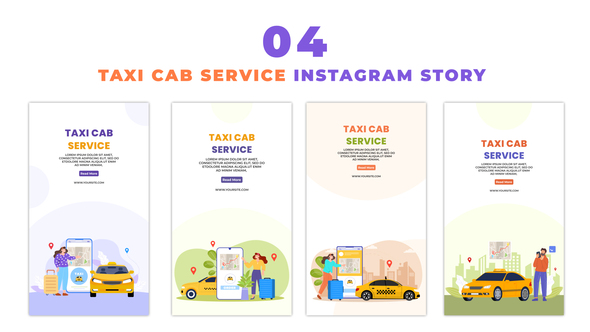Flat Design 2D Taxi Cab Service Animation Instagram Story