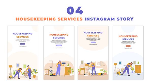 Vector Cartoon Housekeeping Services Instagram Story