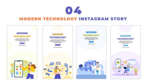 Modern Technology Flat 2D Character Instagram Story